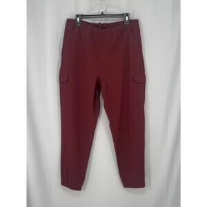 Eddie Bauer Pants Womens 16 Maroon Fleece Lined Cargo Joggers Hiking Gorpcore